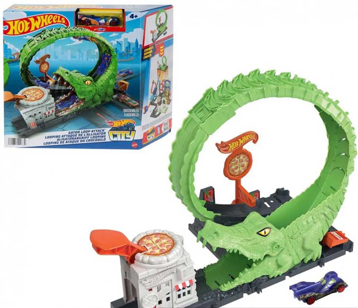 Hot Wheels Krokodil in de Aanval Looping HKX39 Racebaan - Meerkleurig