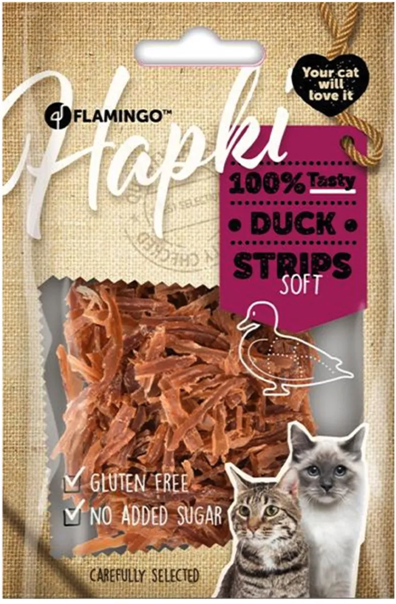 Flamingo Hapki Kattensnack Duck Strips Soft 100g