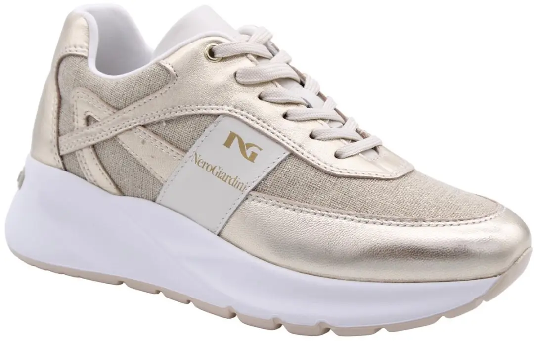 Sneaker Nerogiardini Etoile T.Lino Lurex 06 Beig Velvet Osso 0100 Pu.Bi
