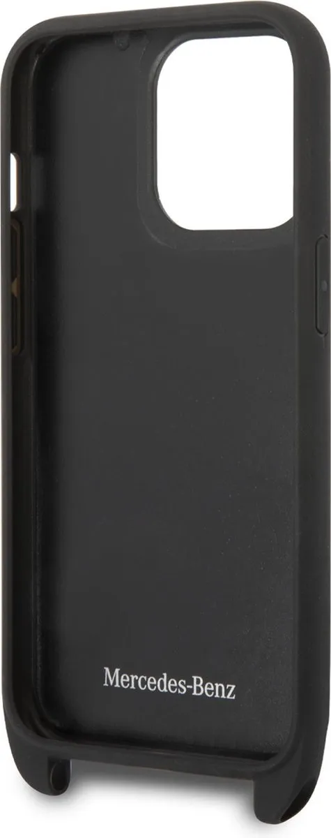 Mercedes-Benz Echt Leer Smartphonehoesje voor Apple iPhone 14 Pro Max - Beschermende Back Cover - Zwart