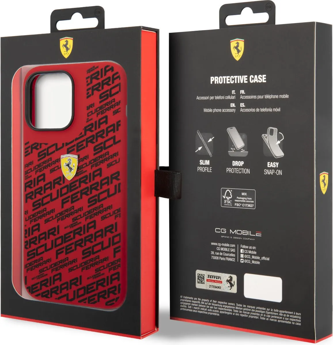 Ferrari iPhone 14 Pro Max Hardcase - Scuderia All-Over Rood