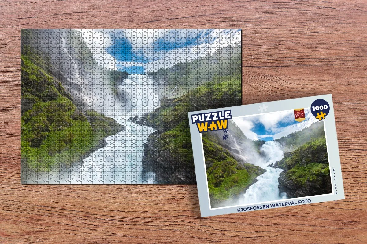 PuzzleWow Kjosfossen Waterval Legpuzzel 1000 Stuks - Multicolor