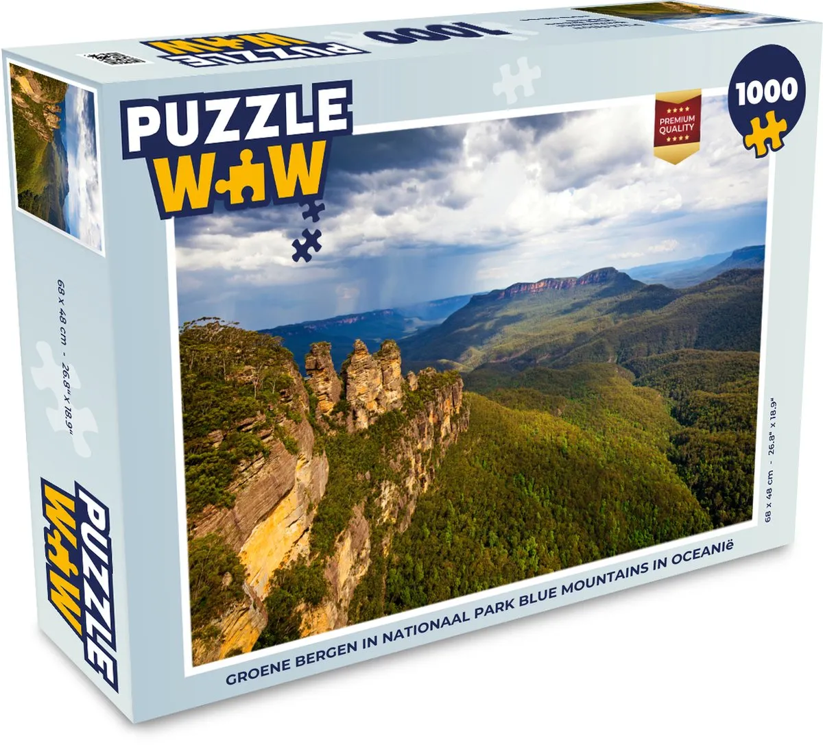 PuzzleWow Legpuzzel Groene bergen Blue Mountains 1000 Stuks - Multicolor