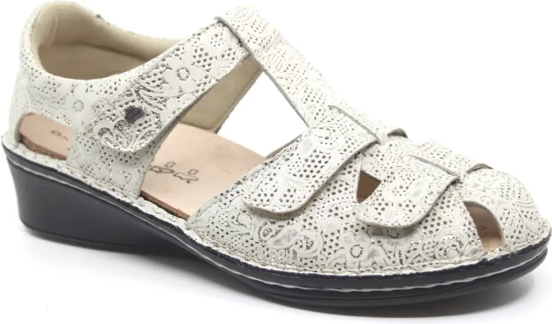 Finn Comfort, FUNEN, 02666-595481, Champagne kleurige dames sandalen wijdte F