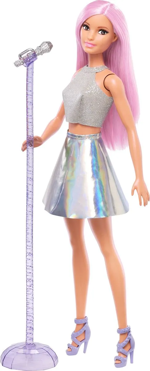 Barbie Careers Popster FXN98 - Roze haar met microfoon