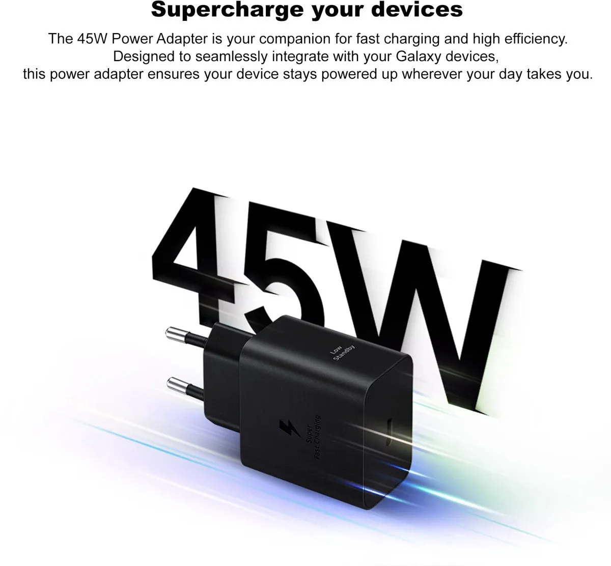 Samsung EP-T4511XBEGEU Efficiëntie Adapter 45W - USB-C - 1.8m - Zwart