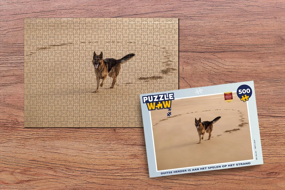 PuzzleWow Legpuzzel Duitse Herder Strand 500 Stuks - Multicolor