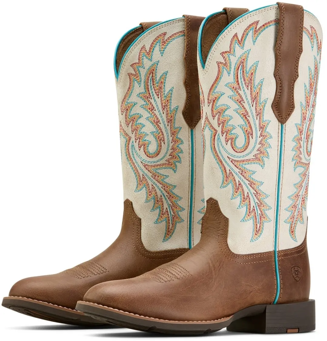 Ariat ROUND UP WTOE STRETCHFIT rijlaars bruin wit