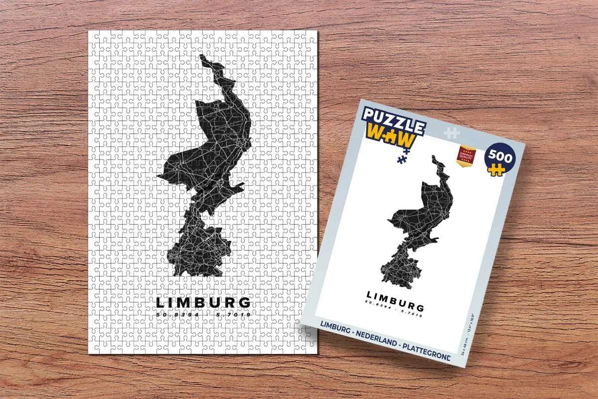 PuzzleWow Limburg Nederland Plattegrond Legpuzzel 500 Stuks - Multicolor