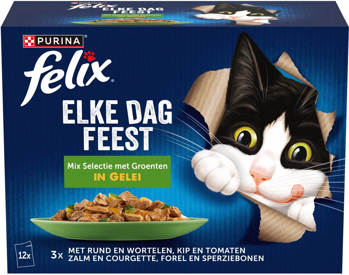 Felix Elke Dag Feest in Gelei Kattenvoer - Groente Selectie - 48x85g - afbeelding 6 van 6