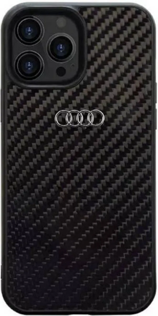 Audi Carbon Fiber Back Case - iPhone 14 Pro Max - Zwart