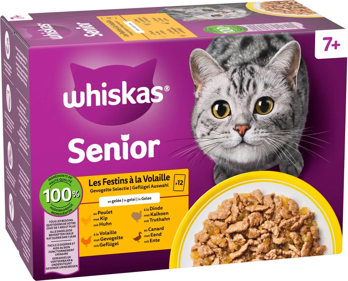 Whiskas Senior Gevogelte Selectie in Geleie - 4x85g - afbeelding 6 van 6