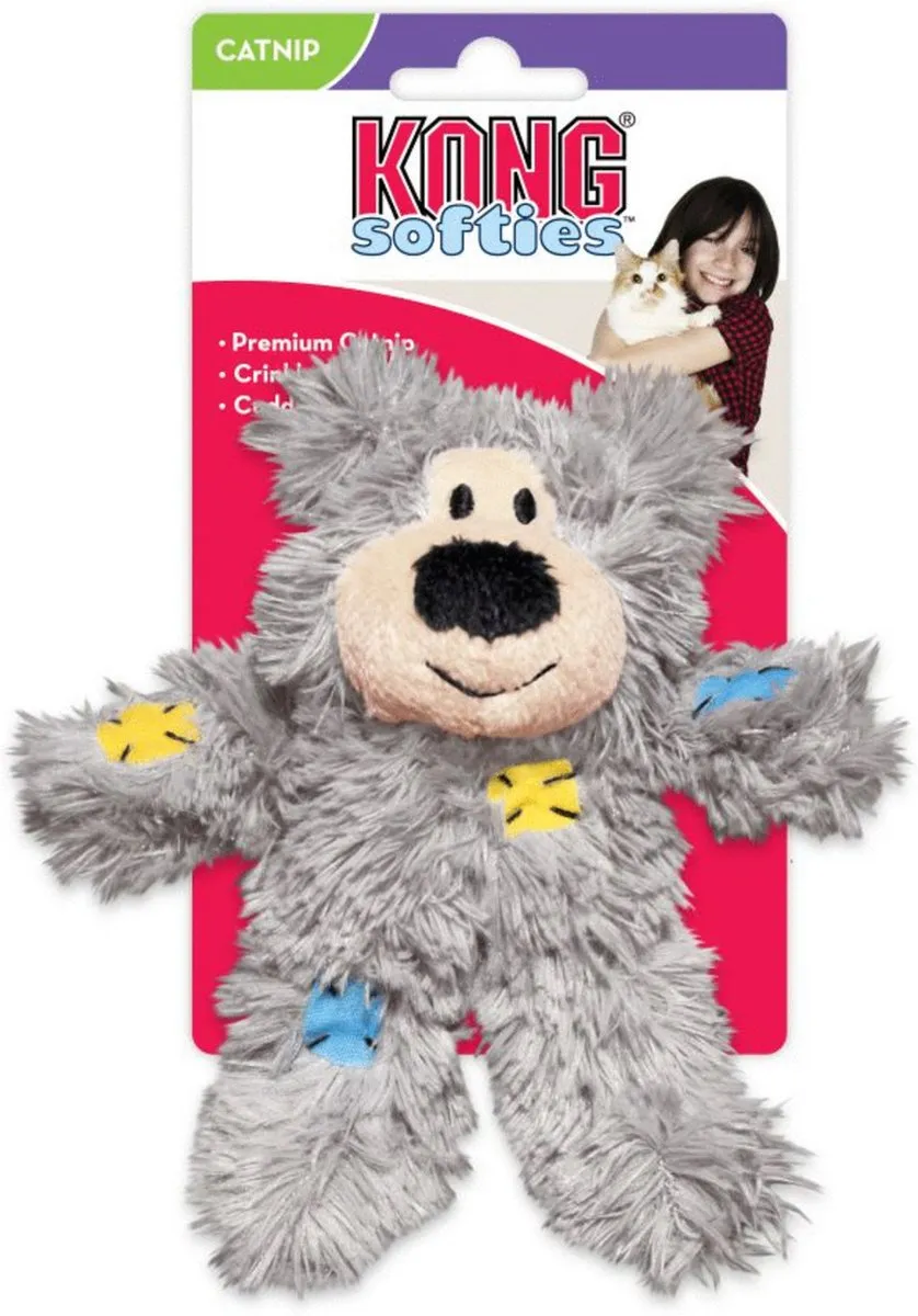 KONG Cat Softies Patchwork Bear Kauwspeelgoed