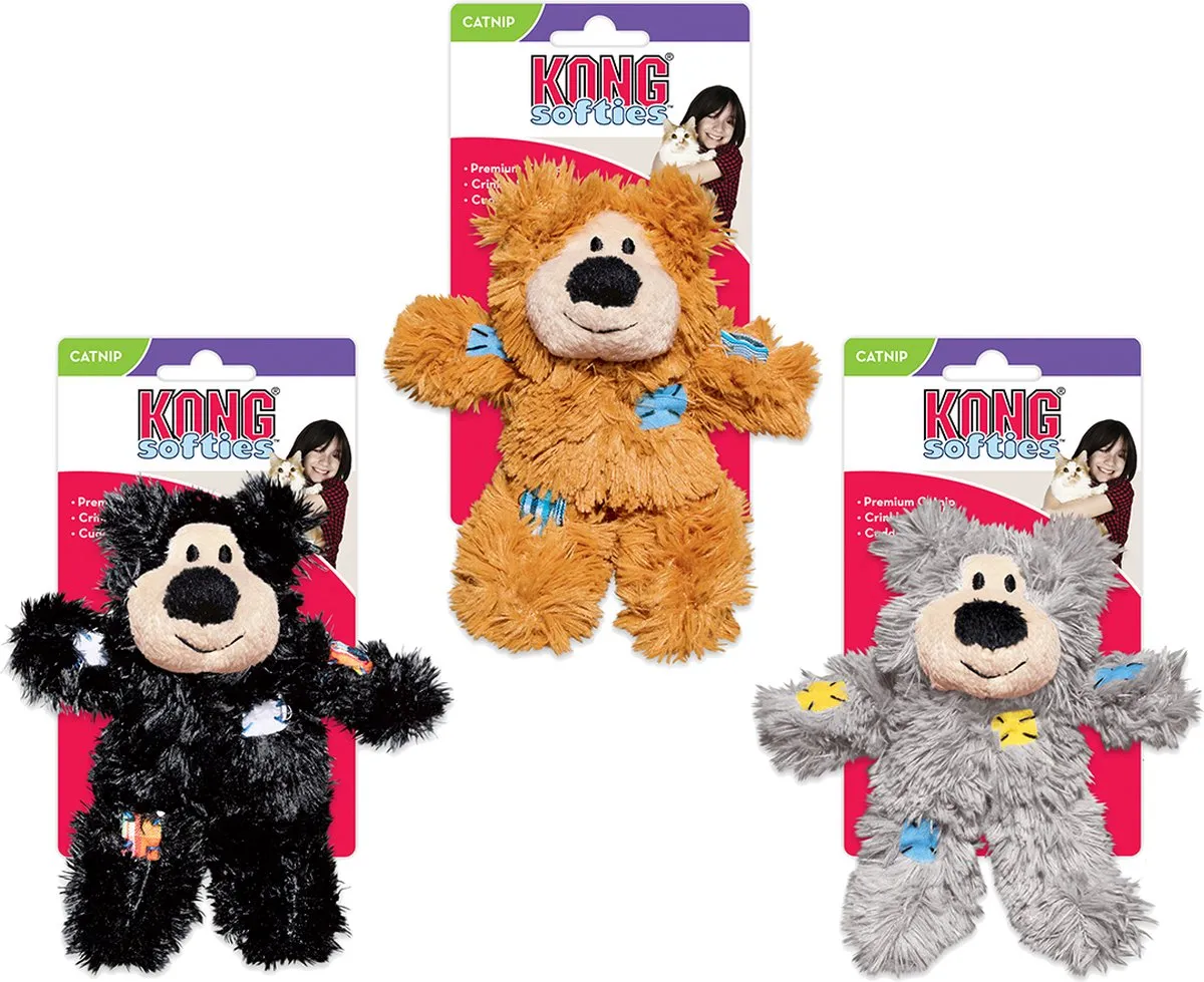 KONG Cat Softies Patchwork Bear Kauwspeelgoed - 168x97x51mm - Multi