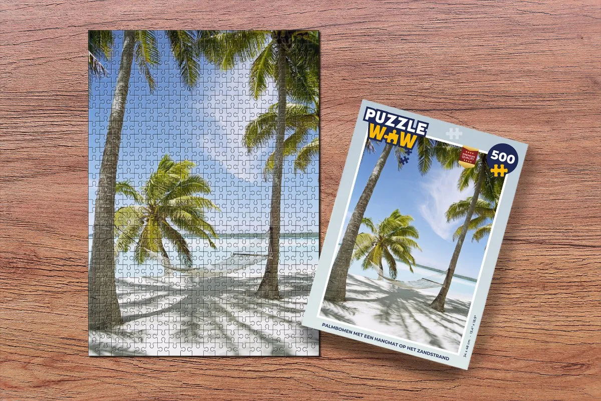 PuzzleWow Palmboom Hangmat Legpuzzel 500 Stuks - Multicolor