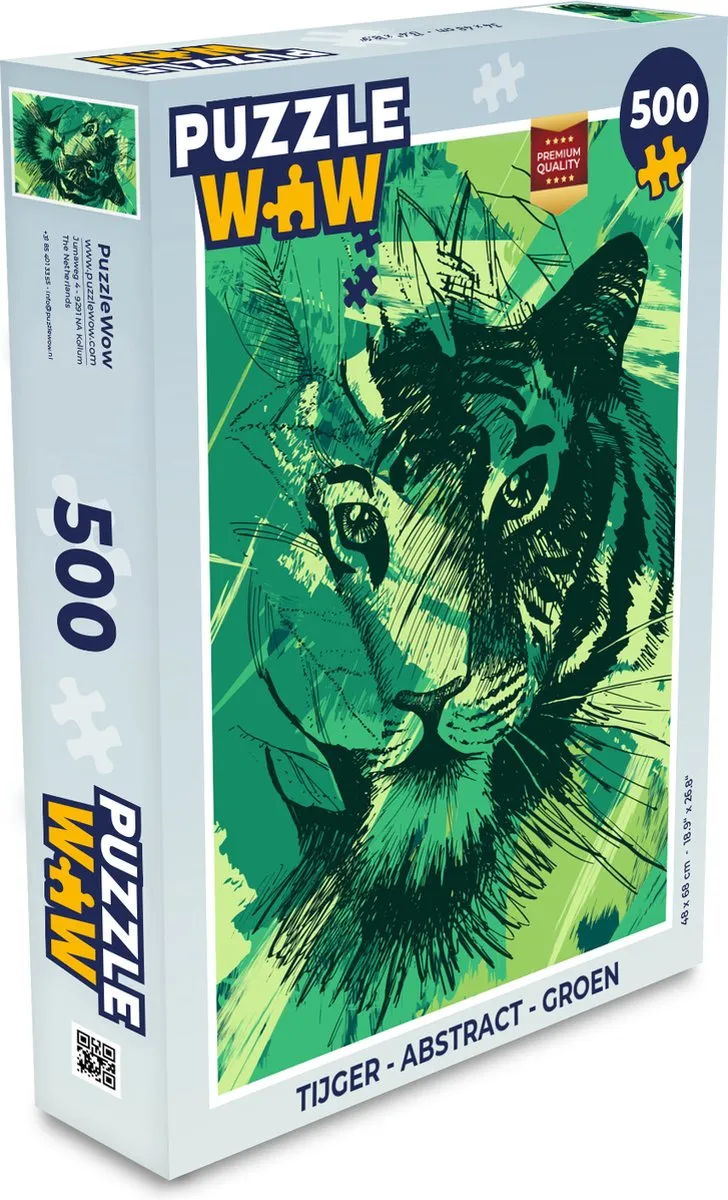 PuzzleWow Abstract Tijger Legpuzzel 500 Stuks