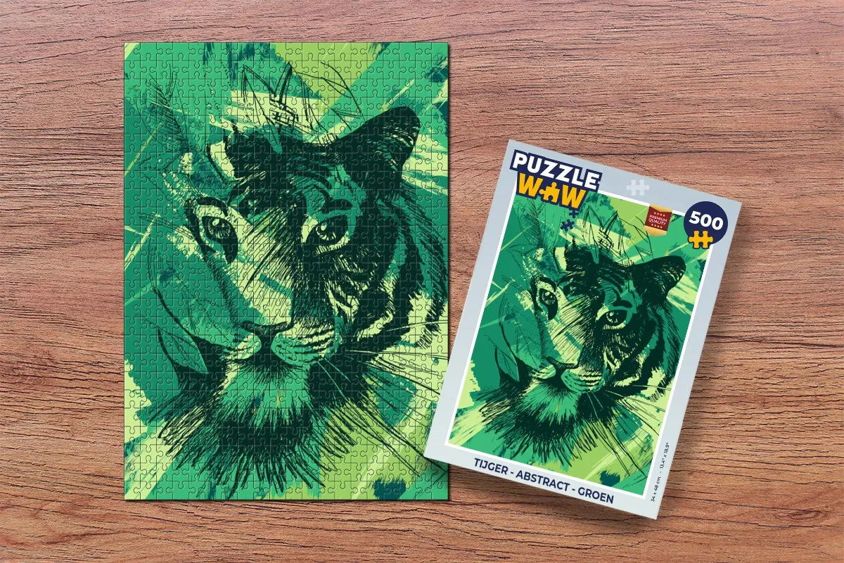PuzzleWow Abstract Tijger Legpuzzel 500 Stuks - Multicolor