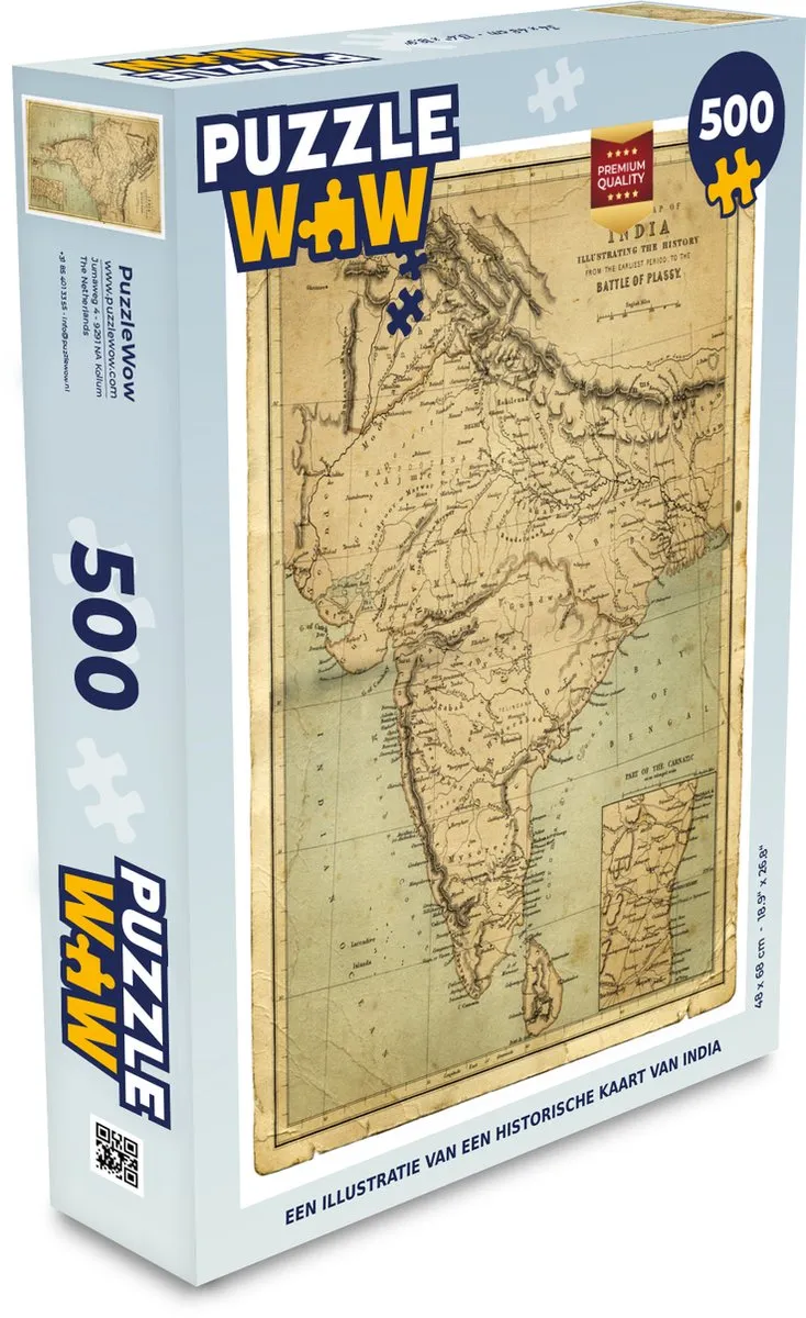 PuzzleWow Legpuzzel India Kaart 500 Stuks