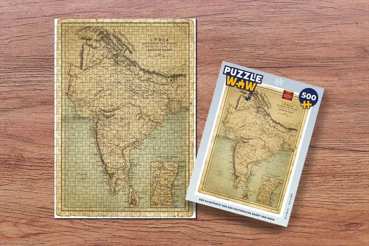 PuzzleWow Legpuzzel India Kaart 500 Stuks - Multicolor