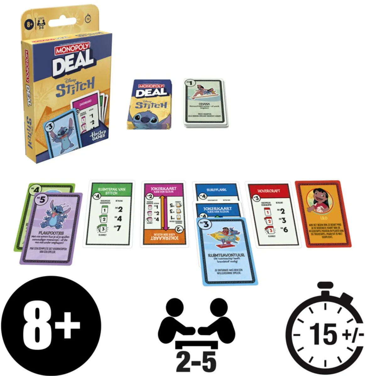 Monopoly Deal Disney Stitch-editie Kaartspel - 2-5 Spelers