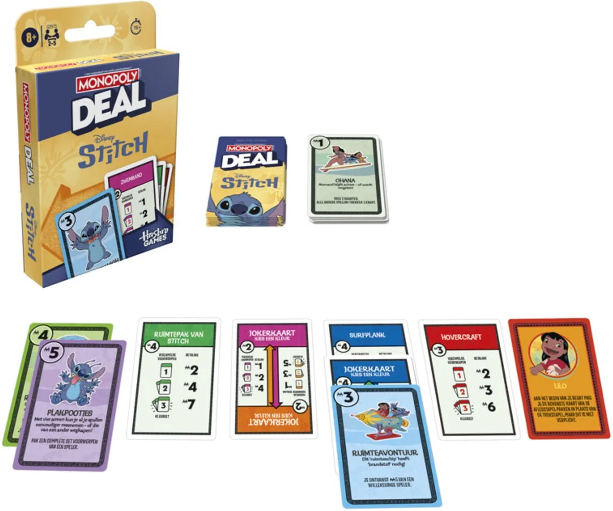 Monopoly Deal Disney Stitch-editie Kaartspel - 2-5 Spelers