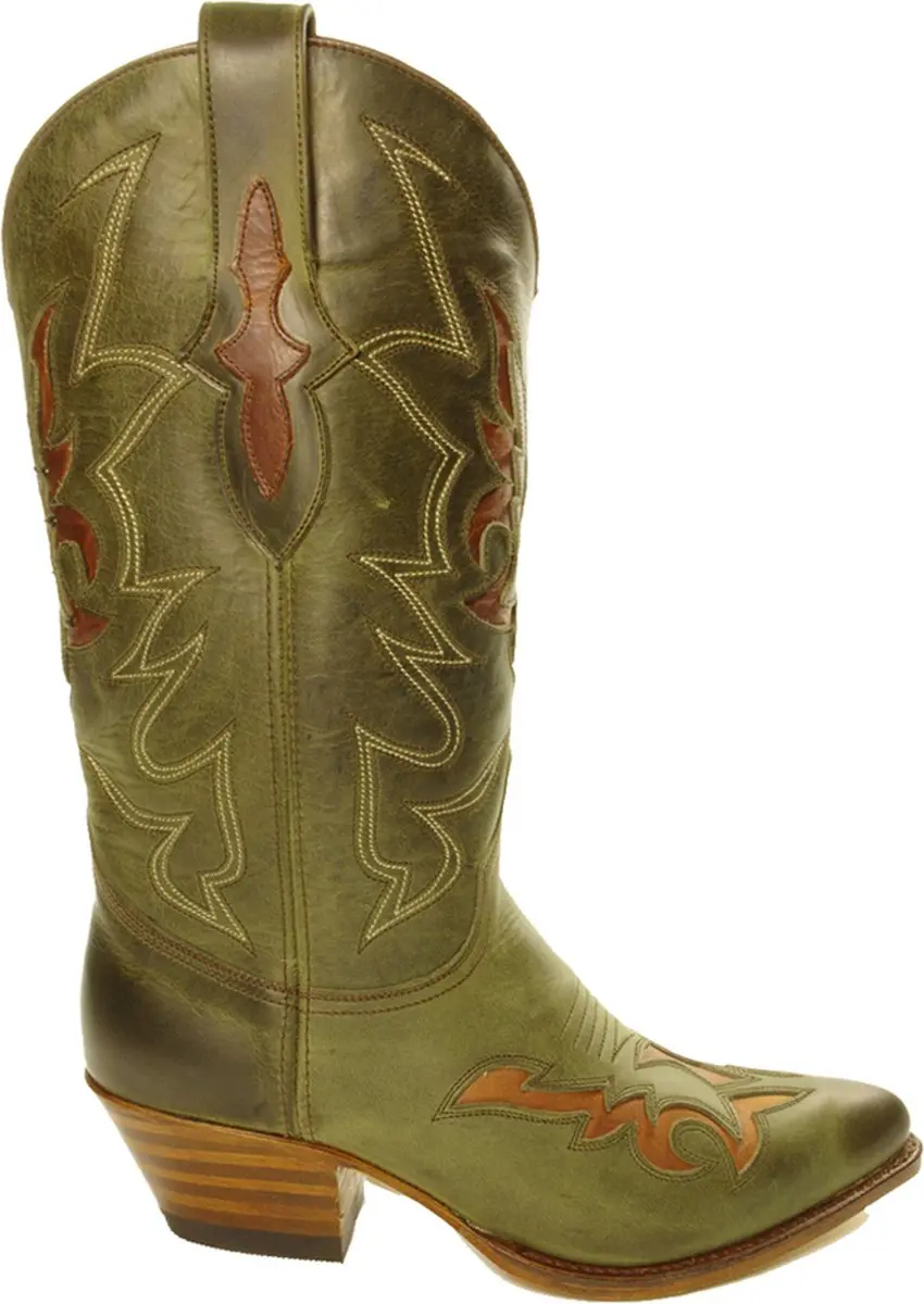 Sendra Boots 12289 Lia Groen Handgemaakte Dames Ibiza Western Laarzen Hoge Hak L