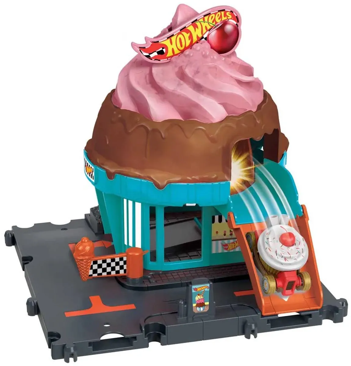 Hot Wheels City Centrum Speelset Ice Crream Swirl HDR24-HTN77 - Multicolor