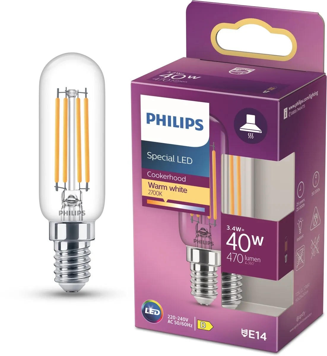 Philips LED Kaarslamp T25 E14 2700K