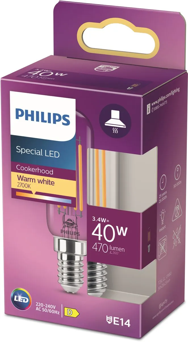 Philips LED Kaarslamp T25 E14 2700K - 3 Stuks