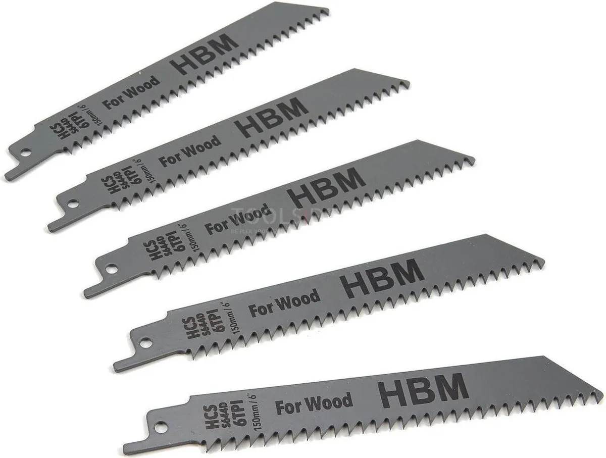 HBM 5-delige 150mm 6 TPI Reciprozaagbladen