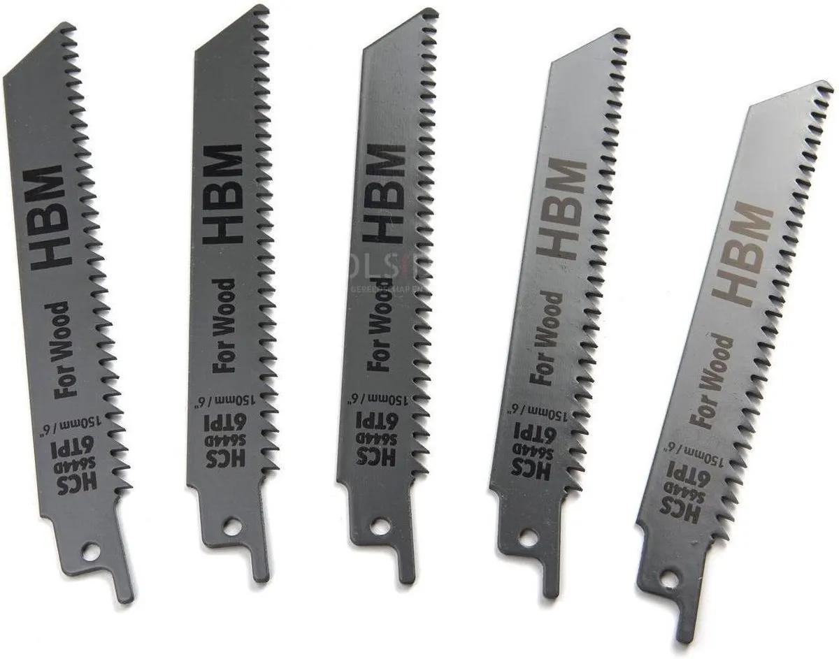 HBM 5-delige 150mm 6 TPI Reciprozaagbladen - Hout