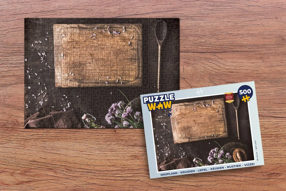 PuzzleWow 500 Stuks Multicolor Snijplank Puzzel - Rustiek Keuken