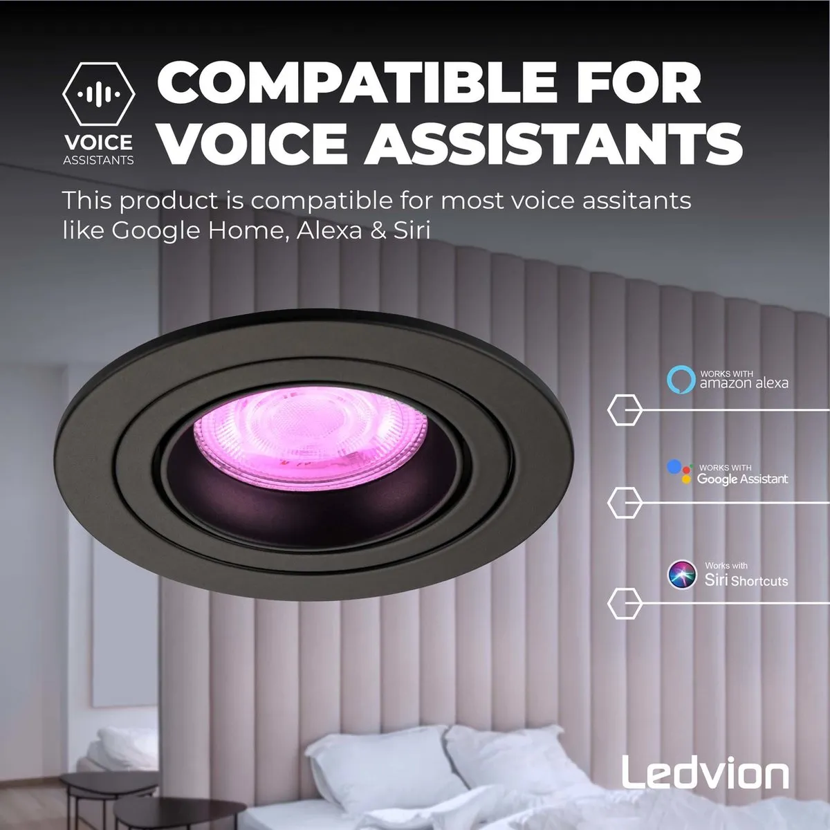 LEDVION 3X Smart LED Inbouwspot Tokyo - RGBW - 3 Stuks