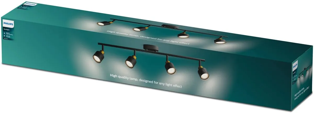 Philips Niall Spot Plafondspot 4x5W - Zwart/Messing