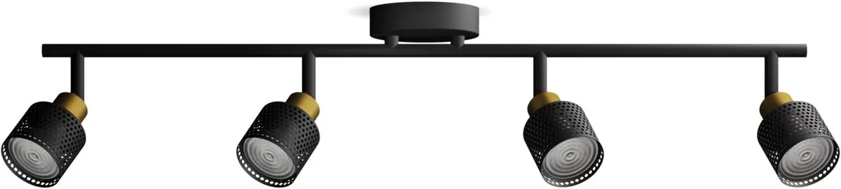Philips Niall Spot Plafondspot 4x5W - Zwart/Messing