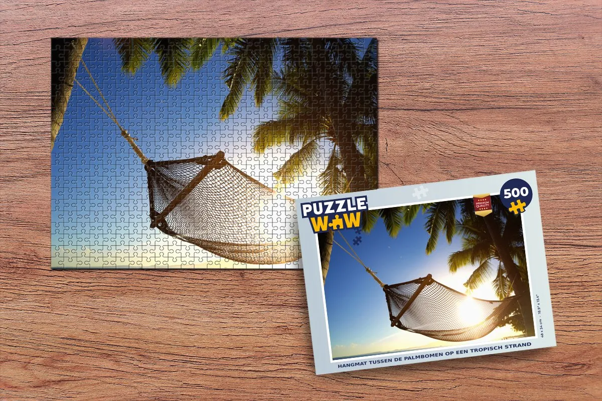 PuzzleWow Hangmat Strand Legpuzzel 500 Stuks - Multicolor