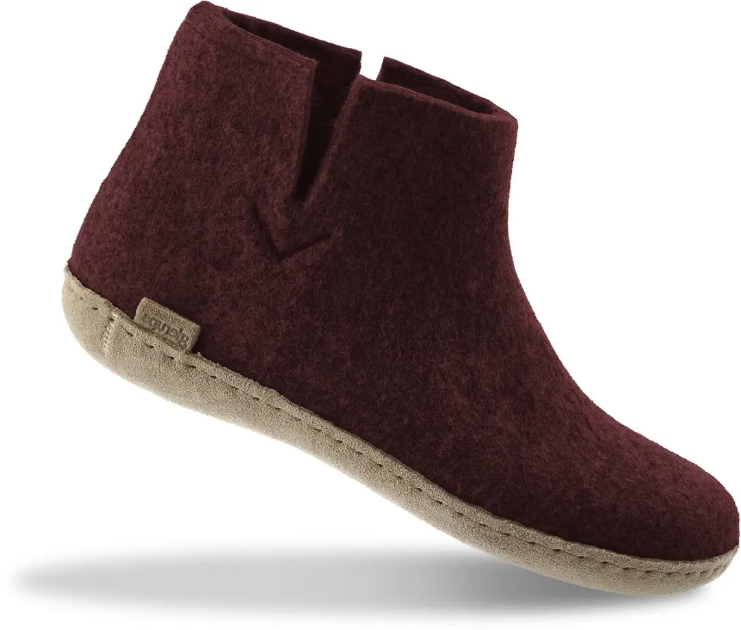 Glerups Hoge Wollen Sloffen Leren Zool Bietenrood