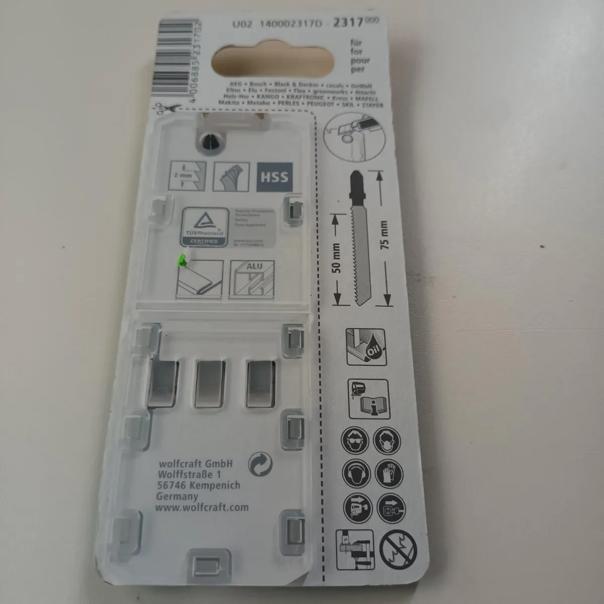 Wolfcraft Decoupeerzaagblad HSS T-schacht 2317000 - 2 Stuks