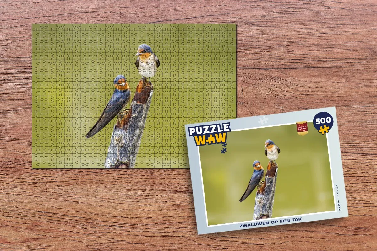 PuzzleWow Vogels Tak Portret Legpuzzel 500 Stuks - Multicolor