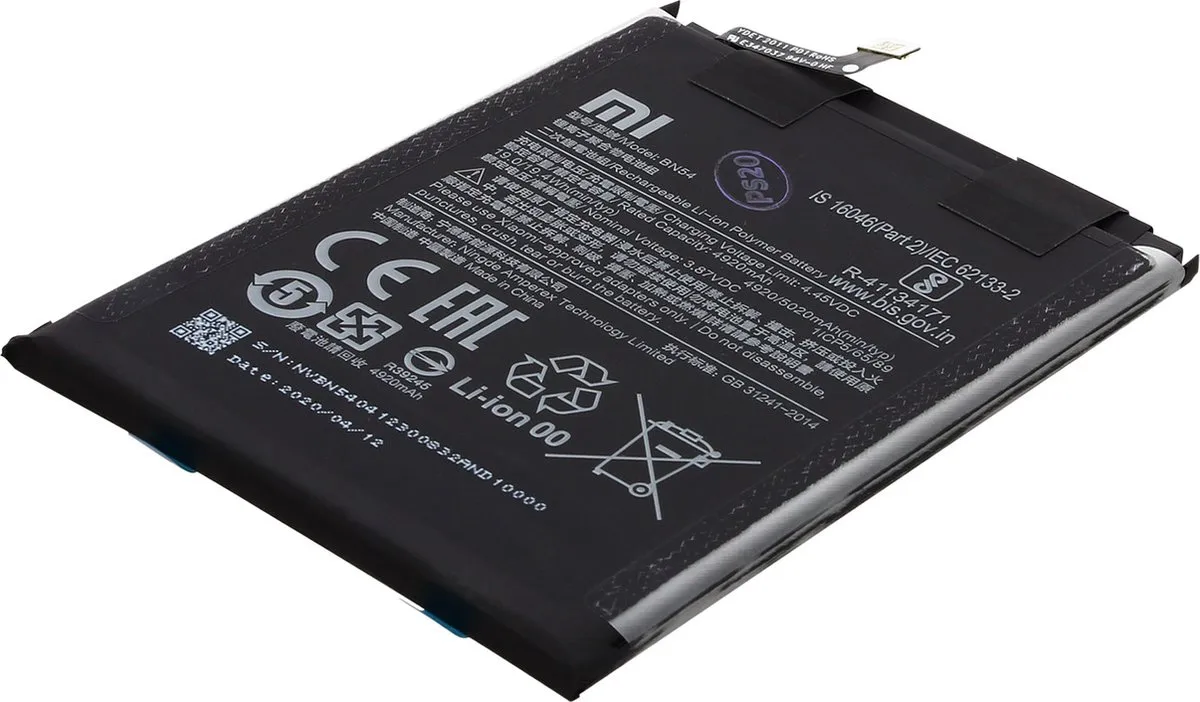 Xiaomi Redmi 9/Note 9 Originele Batterij BN54 5020mAh - Zwart