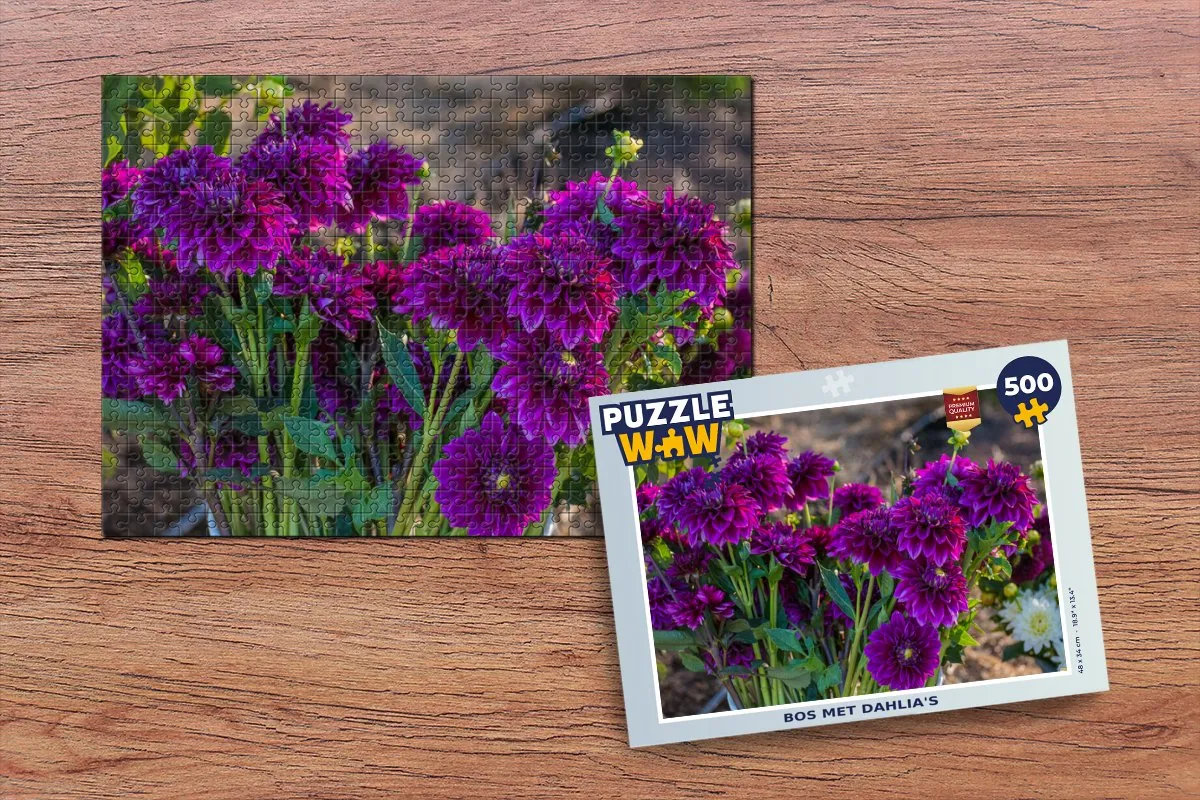 PuzzleWow Legpuzzel Bos met Dahlia's 500 Stuks - Multicolor