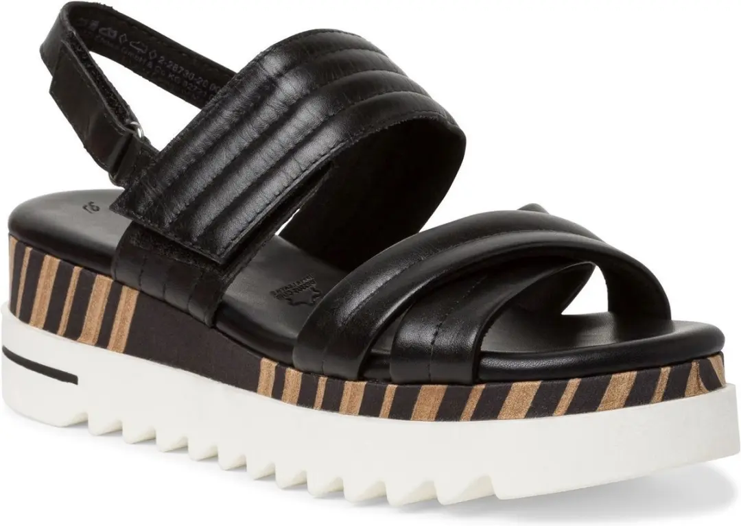 Marco Tozzi Dames Sandaaltje 2-2-28730-20 001 F-breedte Maat: 40 EU