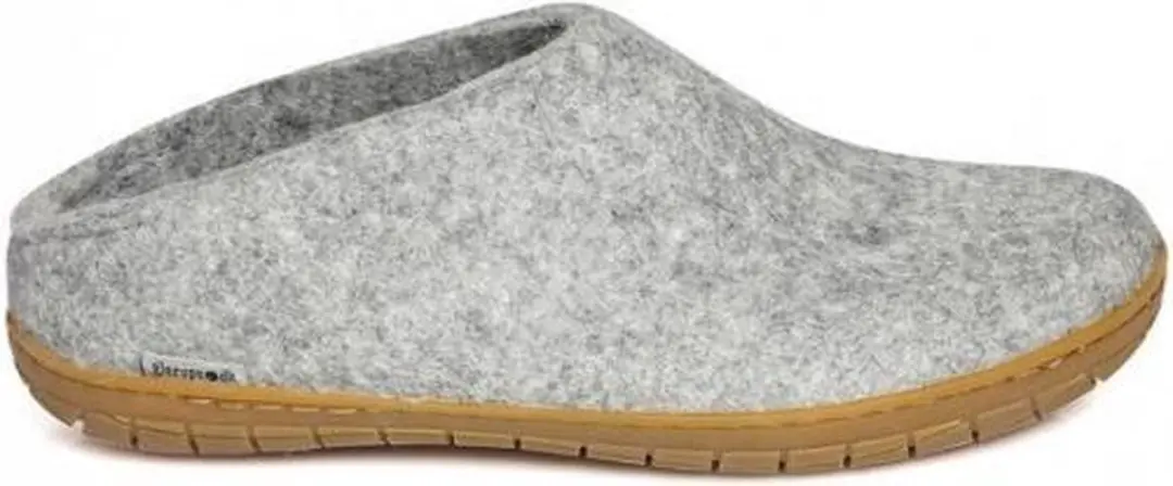 Glerups slipper met rubberen zool in grijs