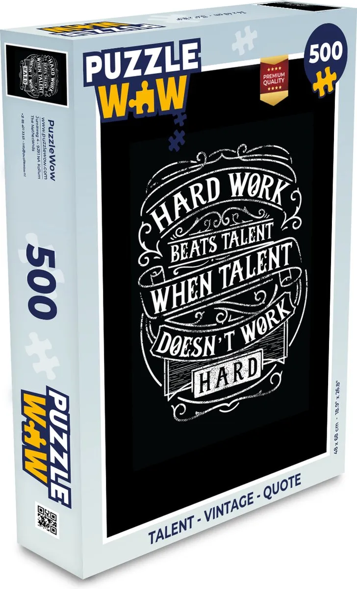 PuzzleWow Talent Vintage Quote Legpuzzel 500 Stuks