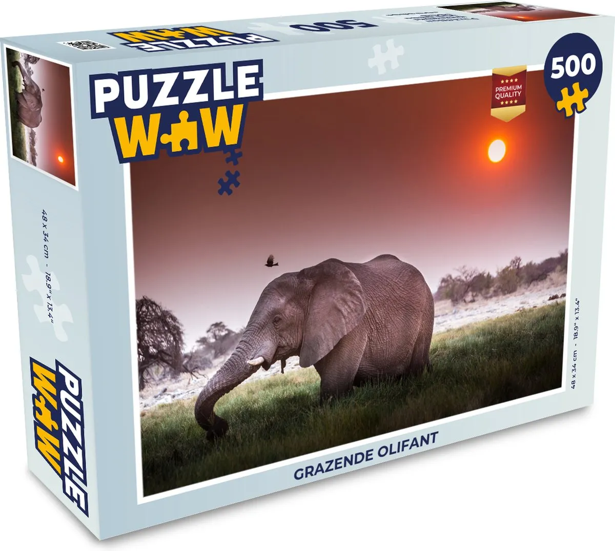 PuzzleWow Grazende Olifant Legpuzzel 500 Stuks