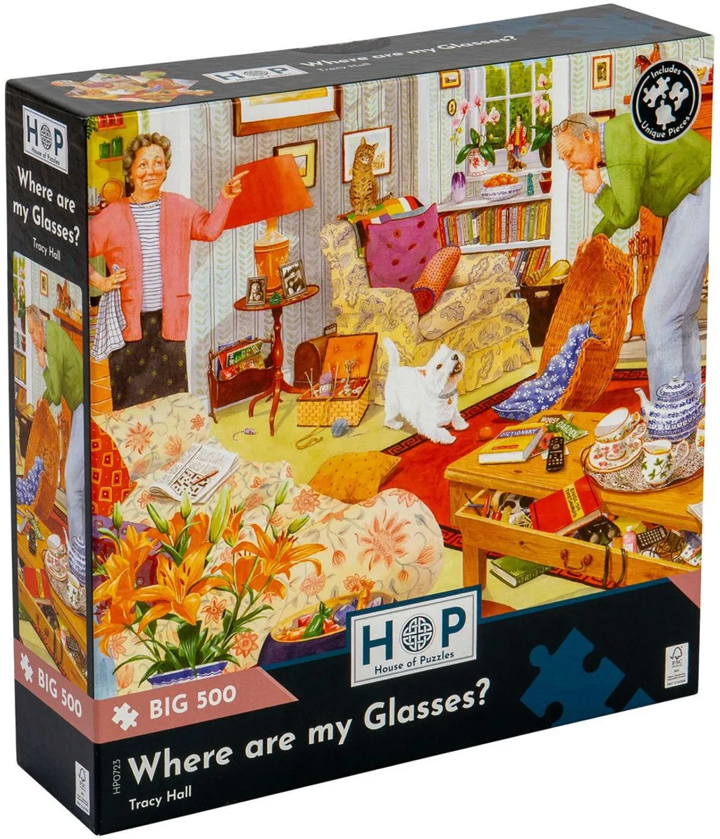 House of Puzzles Wo Ist Meine Brille? Legpuzzel 500 Stuks - Multicolor