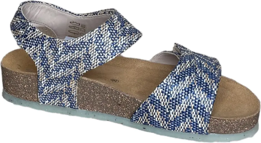 Q Fit Mila combi beige/ blauw sandaal (Maat