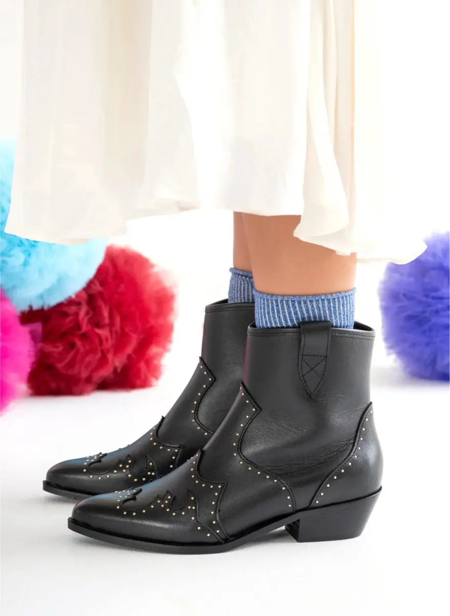 DWRS Label Lyon Studs Cowboylaarzen - Zwart - afbeelding 3 van 3
