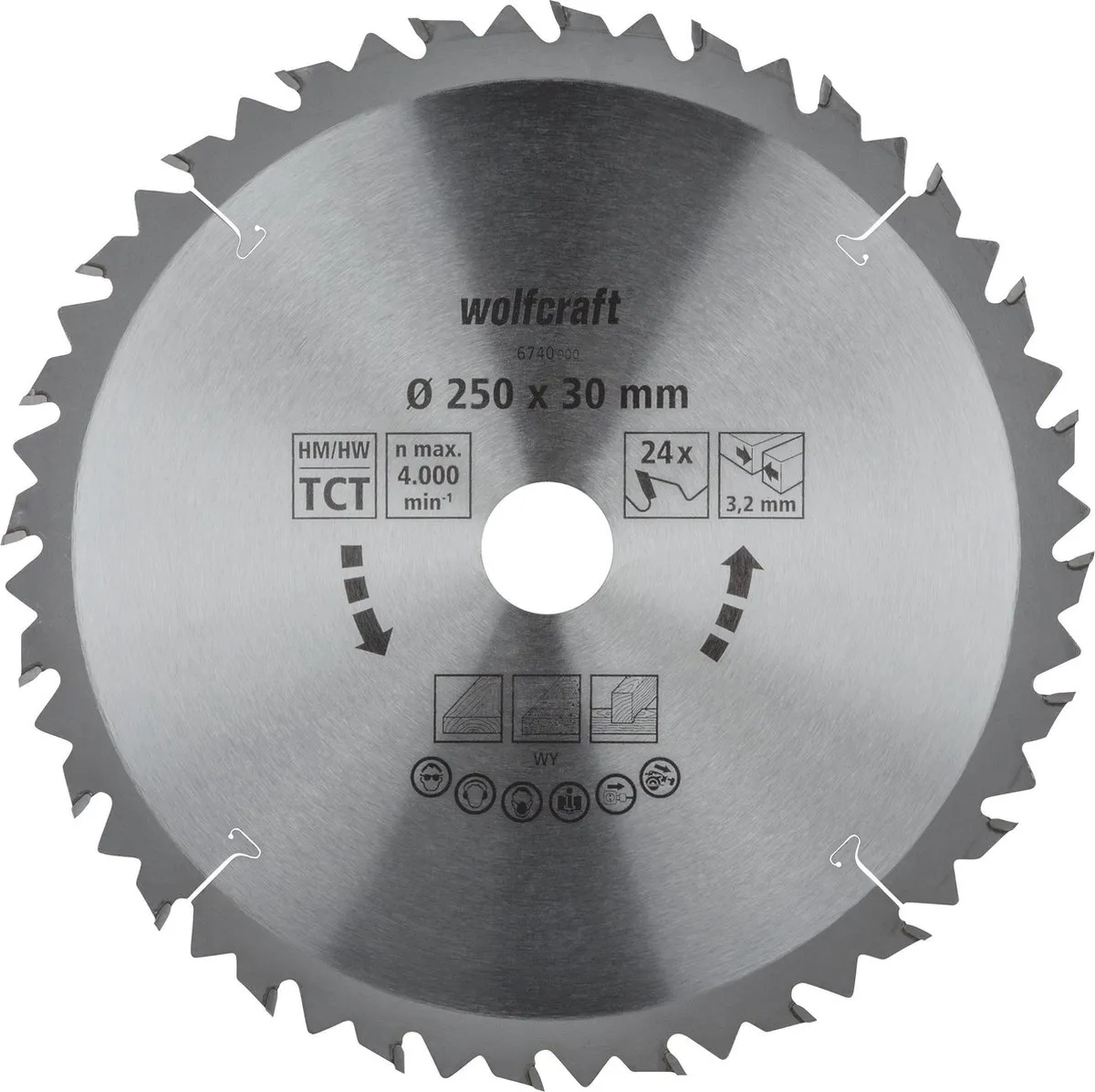 Wolfcraft Tafelcirkelzaagblad HM 6740000 - 250mm