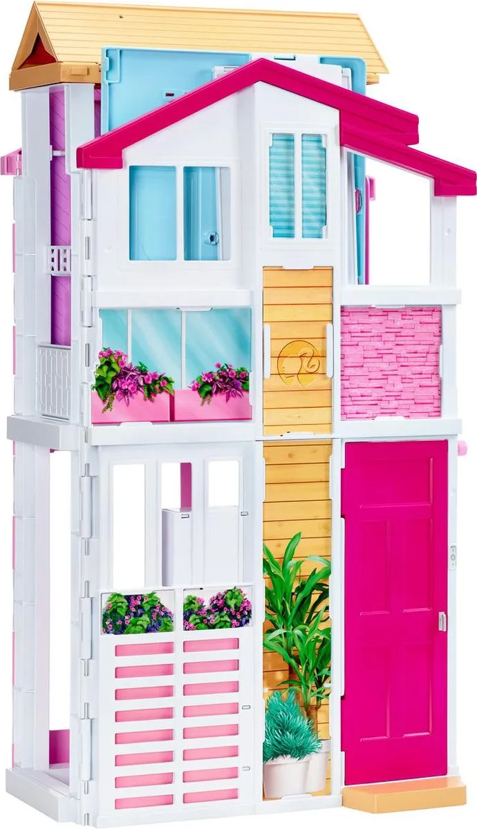 Barbie Malibu Huis met 3 Verdiepingen - Modepop - 8 Meubels